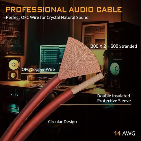 كابل مكبر صوت UCINNOVATE مع مقابس الموز، 2 حزمة سلك مكبر صوت 9.8 قدم/3 متر 14 قياس مع مقابس موز مطلية بالذهب، كابل سلك مكبر صوت OFC للمسرح المنزلي لأجهزة Hi-Fi والصوت المنزلي، أمبير، مكبرات صوت عتيقة in Kuwait