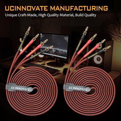كابل مكبر صوت UCINNOVATE مع مقابس الموز، 2 حزمة سلك مكبر صوت 9.8 قدم/3 متر 14 قياس مع مقابس موز مطلية بالذهب، كابل سلك مكبر صوت OFC للمسرح المنزلي لأجهزة Hi-Fi والصوت المنزلي، أمبير، مكبرات صوت عتيقة in Kuwait