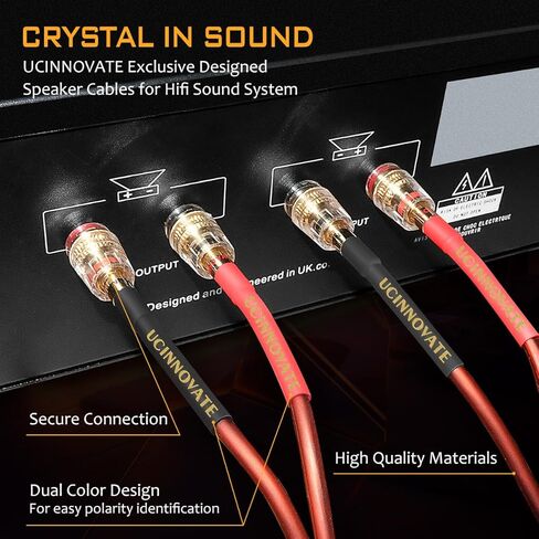 كابل مكبر صوت UCINNOVATE مع مقابس الموز، 2 حزمة سلك مكبر صوت 9.8 قدم/3 متر 14 قياس مع مقابس موز مطلية بالذهب، كابل سلك مكبر صوت OFC للمسرح المنزلي لأجهزة Hi-Fi والصوت المنزلي، أمبير، مكبرات صوت عتيقة in Kuwait