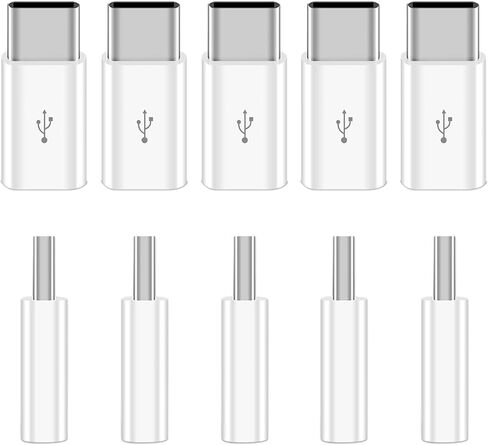 10 Pack Micro USB to USB C Adapter,USB Type C Adapter Convert Connector Compatible with all USB-C Phone Tablet Laptop PC (White) in Saudi Arabia