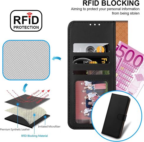 for Samsung Galaxy A35 Case Leather Wallet Book Flip Stand View Magnetic Protect RFID Blocking Shockproof Cover Compatible with Samsung A35 5G Phone (Black) in Saudi Arabia
