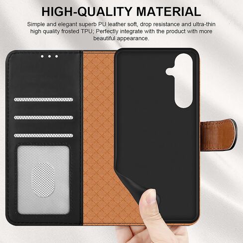 for Samsung Galaxy A35 Case Leather Wallet Book Flip Stand View Magnetic Protect RFID Blocking Shockproof Cover Compatible with Samsung A35 5G Phone (Black) in Saudi Arabia