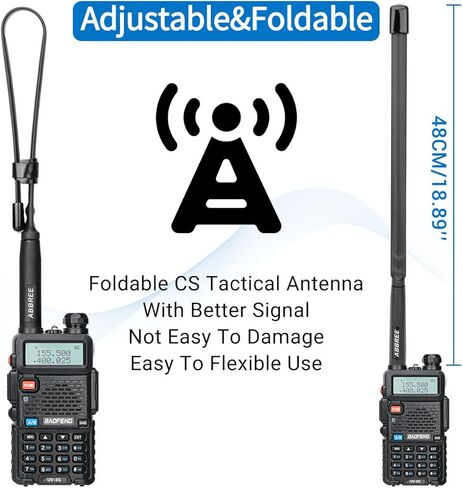 ABBREE GMRS Ham Radio Baofeng Antenna 18.89inch SMA-Male Tactical Foldable Antenna for for GMRS Radio Baofeng UV-5G (UV-5X) GM-30 Two Way Radio in Kuwait