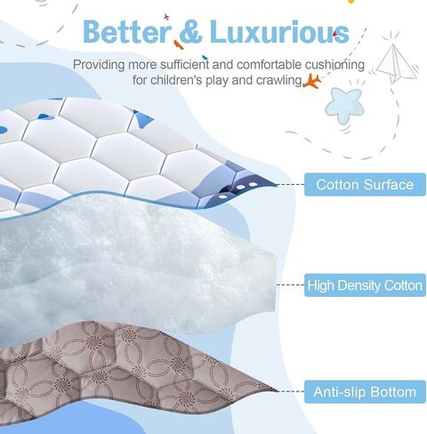 Baby Play Mat 47x47inch - Thick & Soft Baby Cushioned for Playpen - Crawling Mats for Babies Toddlers & Infant with Non-Slip Silicon Dot - Foldable Machine Washable Playmats for Floor in Kuwait