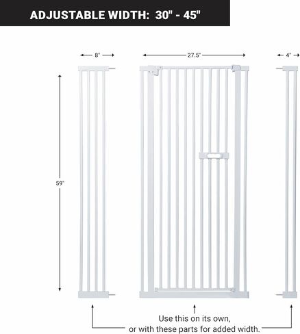 60" Extra Tall Cat Gate - 30-45" Wide Extendable Cat Barrier for Doorway - Pressure Mounted Cat gate for Doorway - Auto Close Extra Tall Pet Gate - Includes Extensions Kit - 60 inch Tall pet gate in Saudi Arabia