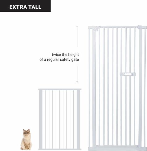 60" Extra Tall Cat Gate - 30-45" Wide Extendable Cat Barrier for Doorway - Pressure Mounted Cat gate for Doorway - Auto Close Extra Tall Pet Gate - Includes Extensions Kit - 60 inch Tall pet gate in Saudi Arabia