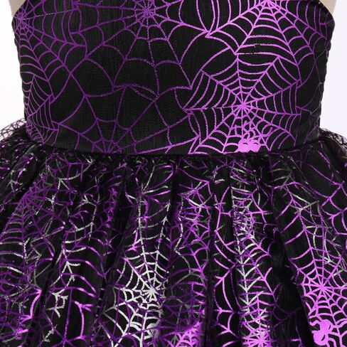 IDOPIP Baby Girls Halloween Tutu Dress Shiny Spider Bat Princess Birthday Party Dresses Ruffle Tulle Bowknot Dress up Costume in Saudi Arabia