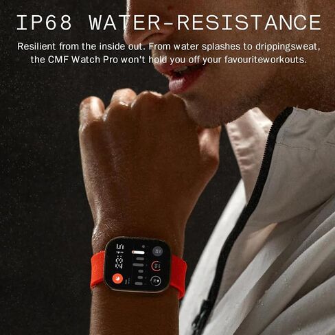 ساعة CMF Watch Pro الذكية، شاشة AMOLED مقاس 1.96 بوصة، IP68 مقاومة للماء متعدد الأنظمة GPS لتعقب اللياقة البدنية مع مراقبة الصحة، عمر البطارية 13 يومًا، أسود رمادي in Saudi Arabia