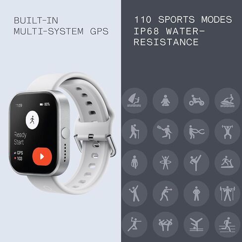 CMF Watch Pro Smartwatch,1.96'' AMOLED Display, IP68 Water Resistant Multi-System GPS Fitness Tracker with Health Monitoring, 13Day Battery Life, Black Grey in Kuwait