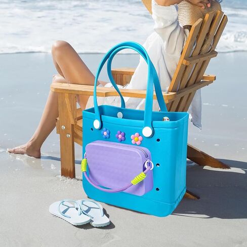 Phone Holder for Bogg Bags Accessories Beach Bags Soft Silicone Insert Wallet Charm (Blue) in Saudi Arabia