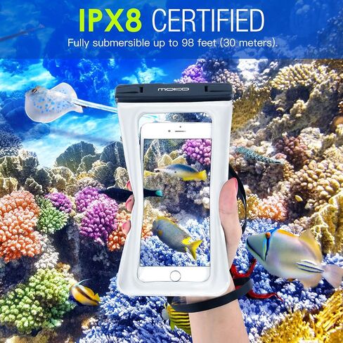 MoKo Floating Waterproof Phone Pouch [3 Pack], Floatable Phone Case Dry Bag with Lanyard Armband Compatible with iPhone 14 13 12 11 Pro Max X/Xr/Xs Max,8, Samsung S21/S10/S9, Magenta+Blue+Green in Saudi Arabia