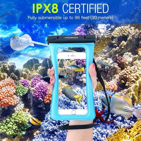 MoKo Floating Waterproof Phone Pouch [3 Pack], Floatable Phone Case Dry Bag with Lanyard Armband Compatible with iPhone 14 13 12 11 Pro Max X/Xr/Xs Max,8, Samsung S21/S10/S9, Magenta+Blue+Green in Saudi Arabia