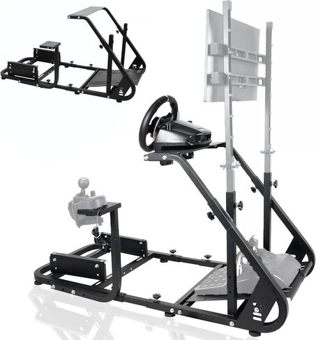 Gazzyt Racing Simulator Cockpit Square Tube قابل للتعديل للقيادة مناسب لـ Logitech/Thrustmaster/Fanatec G25، G27، G29، G920، G923 & T128X، T248، T300، T458 بدون حامل شاشة ناقل دواسة العجلة، تلفزيون in Kuwait