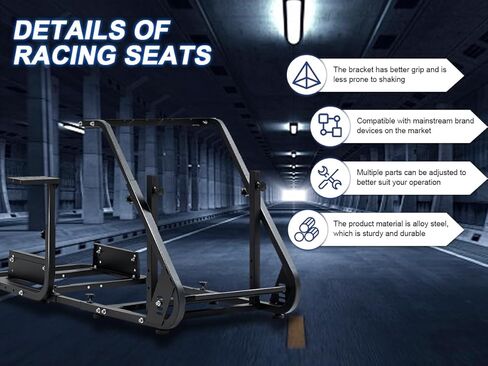 Gazzyt Racing Simulator Cockpit Square Tube قابل للتعديل للقيادة مناسب لـ Logitech/Thrustmaster/Fanatec G25، G27، G29، G920، G923 & T128X، T248، T300، T458 بدون حامل شاشة ناقل دواسة العجلة، تلفزيون in Kuwait
