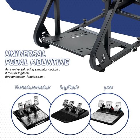 Gazzyt Racing Simulator Cockpit Square Tube قابل للتعديل للقيادة مناسب لـ Logitech/Thrustmaster/Fanatec G25، G27، G29، G920، G923 & T128X، T248، T300، T458 بدون حامل شاشة ناقل دواسة العجلة، تلفزيون in Kuwait