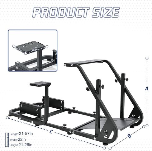 Gazzyt Racing Simulator Cockpit Square Tube قابل للتعديل للقيادة مناسب لـ Logitech/Thrustmaster/Fanatec G25، G27، G29، G920، G923 & T128X، T248، T300، T458 بدون حامل شاشة ناقل دواسة العجلة، تلفزيون in Kuwait