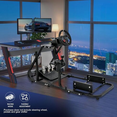 Gazzyt Racing Simulator Cockpit Square Tube قابل للتعديل للقيادة مناسب لـ Logitech/Thrustmaster/Fanatec G25، G27، G29، G920، G923 & T128X، T248، T300، T458 بدون حامل شاشة ناقل دواسة العجلة، تلفزيون in Kuwait