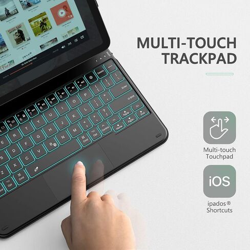 حافظة لوحة مفاتيح KINGTIME لجهاز iPad 11 بوصة، حافظة iPad مع اختصارات، لوحة تتبع متعددة اللمس، إضاءة خلفية 7 ألوان، اتصال بلوتوث 5.2، بطارية 800 مللي أمبير في الساعة in Saudi Arabia