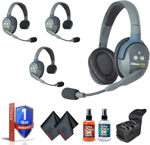 نظام سماعات Eartec UL431 UltraLITE لـ 4 أشخاص (الولايات المتحدة الأمريكية) مع مجموعة تنظيف الميكروفون والسماعات 6Ave in Kuwait