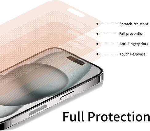 واقي شاشة للخصوصية لهاتف iPhone 15 Pro Max مقاس 6.7 بوصة متدرج ملون 15 ProMax زجاج مقسى 28 درجة مضاد للتجسس خاص مضاد للضوء الأزرق تغطية كاملة مضادة للخدش HD إطار سهل التركيب 2 in Kuwait