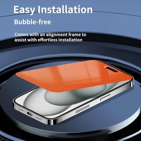 واقي شاشة للخصوصية لهاتف iPhone 15 Pro Max مقاس 6.7 بوصة متدرج ملون 15 ProMax زجاج مقسى 28 درجة مضاد للتجسس خاص مضاد للضوء الأزرق تغطية كاملة مضادة للخدش HD إطار سهل التركيب 2 in Kuwait