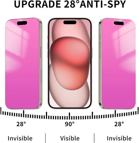 واقي شاشة للخصوصية لهاتف iPhone 15 Pro Max مقاس 6.7 بوصة متدرج ملون 15 ProMax زجاج مقسى 28 درجة مضاد للتجسس خاص مضاد للضوء الأزرق تغطية كاملة مضادة للخدش HD إطار سهل التركيب 2 in Kuwait