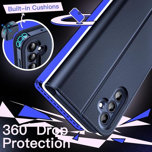 JETech Wallet Case for Samsung Galaxy A15 5G / 4G 6.5-Inch, Shockproof PU Leather Magnetic Flip Cover with Card Holder, Stand Feature and Full Camera Protection (Black) in Saudi Arabia