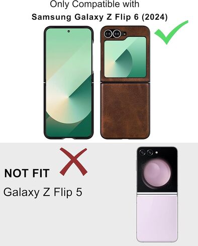 Feitenn Case for Galaxy Z Flip 6 2024,Premium Hard PU Leather Back Cover, Ultra Slim and Lightweight Protective Phone Case for Samsung Galaxy Z Flip 6 5G (Black, Z Flip 6) in Saudi Arabia