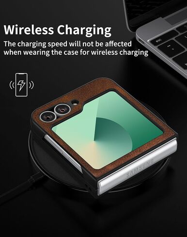 Feitenn Case for Galaxy Z Flip 6 2024,Premium Hard PU Leather Back Cover, Ultra Slim and Lightweight Protective Phone Case for Samsung Galaxy Z Flip 6 5G (Black, Z Flip 6) in Saudi Arabia