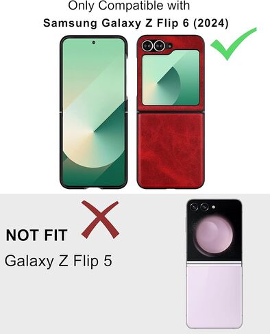 Feitenn Case for Galaxy Z Flip 6 2024,Premium Hard PU Leather Back Cover, Ultra Slim and Lightweight Protective Phone Case for Samsung Galaxy Z Flip 6 5G (Black, Z Flip 6) in Kuwait