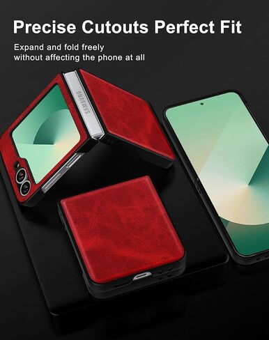 Feitenn Case for Galaxy Z Flip 6 2024,Premium Hard PU Leather Back Cover, Ultra Slim and Lightweight Protective Phone Case for Samsung Galaxy Z Flip 6 5G (Black, Z Flip 6) in Kuwait