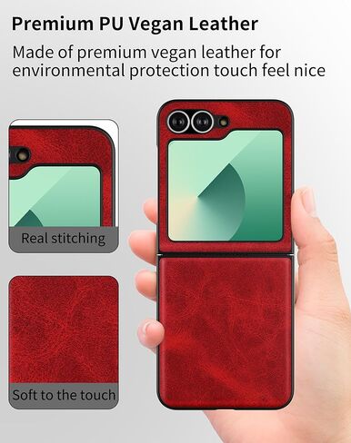 Feitenn Case for Galaxy Z Flip 6 2024,Premium Hard PU Leather Back Cover, Ultra Slim and Lightweight Protective Phone Case for Samsung Galaxy Z Flip 6 5G (Black, Z Flip 6) in Kuwait