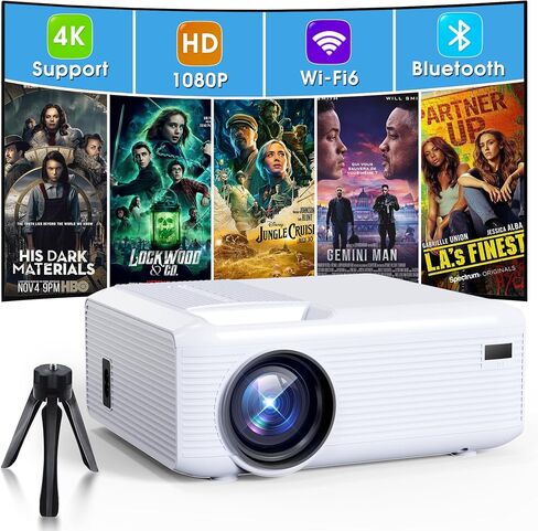 2024 upgraded version mini projector with WiFi, Bluetooth 12000 lumens, 4K, 1080P Full HD portable outdoor projector compatible with iOS Android PC TV stick HDMI USB in Saudi Arabia