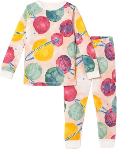 Burt's Bees Baby Baby Girls' Pajamas, Tee and Pant 2-Piece Pj Set, 100% Organic Cotton, Outer Space in Kuwait