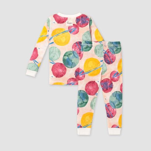Burt's Bees Baby Baby Girls' Pajamas, Tee and Pant 2-Piece Pj Set, 100% Organic Cotton, Outer Space in Kuwait