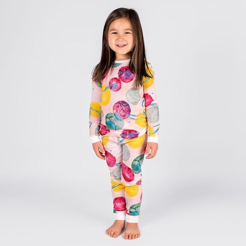 Burt's Bees Baby Baby Girls' Pajamas, Tee and Pant 2-Piece Pj Set, 100% Organic Cotton, Outer Space in Kuwait