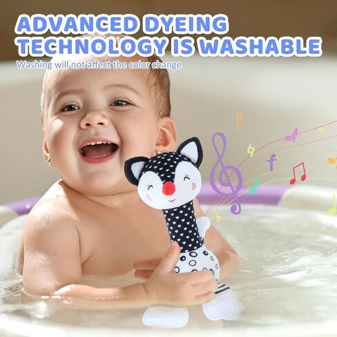 Soft Baby Rattles 0-6 Months Newborn Toys,Black and White High Contrast Baby Toys Rattle for Infants 0-3 6-12 Months Babies Montessori Brain Development Teether Chew Toy Plush（Eleplants） in Saudi Arabia