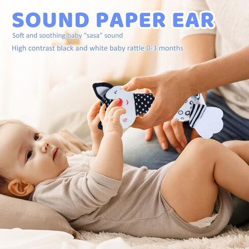 Soft Baby Rattles 0-6 Months Newborn Toys,Black and White High Contrast Baby Toys Rattle for Infants 0-3 6-12 Months Babies Montessori Brain Development Teether Chew Toy Plush（Eleplants） in Saudi Arabia
