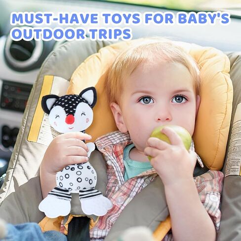 Soft Baby Rattles 0-6 Months Newborn Toys,Black and White High Contrast Baby Toys Rattle for Infants 0-3 6-12 Months Babies Montessori Brain Development Teether Chew Toy Plush（Eleplants） in Saudi Arabia