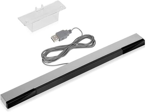 USB Wired Wii Sensor Bar, Replacement Infrared Ray Motion Sensor Bar for Nintendo Wii/Wii U/PC with Stable Stand -Black & Silver in Saudi Arabia