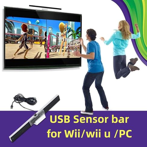 USB Wired Wii Sensor Bar, Replacement Infrared Ray Motion Sensor Bar for Nintendo Wii/Wii U/PC with Stable Stand -Black & Silver in Saudi Arabia
