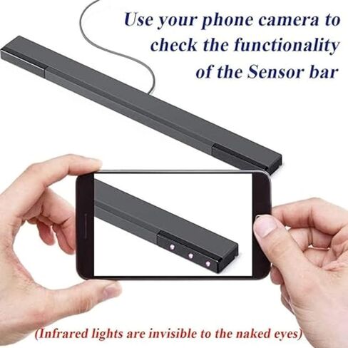 USB Wired Wii Sensor Bar, Replacement Infrared Ray Motion Sensor Bar for Nintendo Wii/Wii U/PC with Stable Stand -Black & Silver in Saudi Arabia