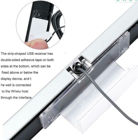USB Wired Wii Sensor Bar, Replacement Infrared Ray Motion Sensor Bar for Nintendo Wii/Wii U/PC with Stable Stand -Black & Silver in Saudi Arabia