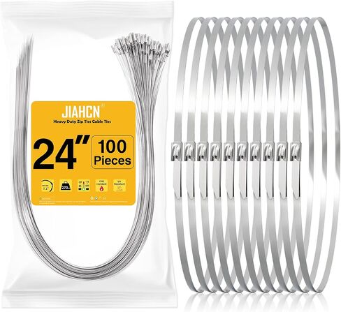 100PCS Metal Cable Zip Ties Heavy Duty 12 Inch Long Stainless Steel ZipTies 270LBS Tensile Strength Steel Wire Ties Multi-Purpose Self-Locking Metal Wrap Ties for Indoor and Outdoor in Saudi Arabia