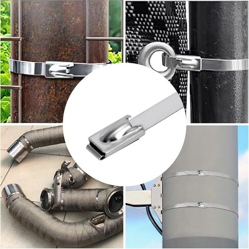 100PCS Metal Cable Zip Ties Heavy Duty 12 Inch Long Stainless Steel ZipTies 270LBS Tensile Strength Steel Wire Ties Multi-Purpose Self-Locking Metal Wrap Ties for Indoor and Outdoor in Saudi Arabia