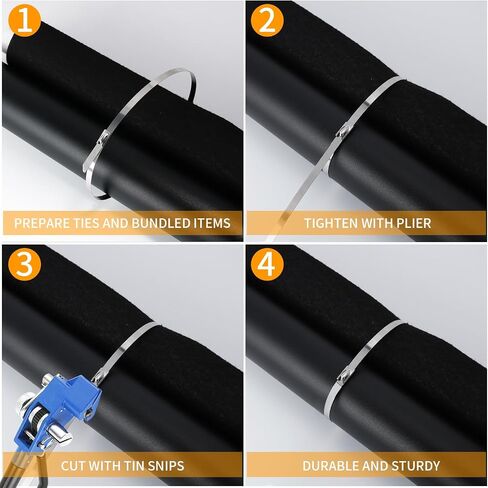100PCS Metal Cable Zip Ties Heavy Duty 12 Inch Long Stainless Steel ZipTies 270LBS Tensile Strength Steel Wire Ties Multi-Purpose Self-Locking Metal Wrap Ties for Indoor and Outdoor in Saudi Arabia