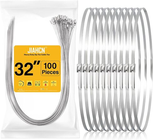 100PCS Metal Cable Zip Ties Heavy Duty 12 Inch Long Stainless Steel ZipTies 270LBS Tensile Strength Steel Wire Ties Multi-Purpose Self-Locking Metal Wrap Ties for Indoor and Outdoor in Saudi Arabia
