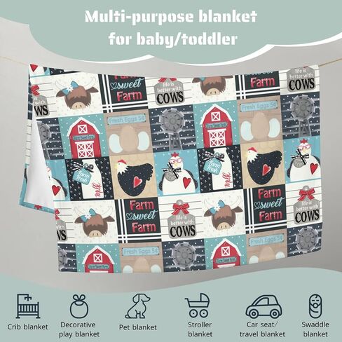 Highland Cow Boho Cactus Baby Blanket Boys Cow Lover Gift, Western Cowboy Desert Plant Flannel Fleece Nursery Bed Blankets, Soft Lightweight Newborn Infant Toddler Kids Crib Bedding 30 x 40 in Saudi Arabia