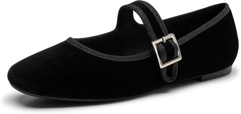 Trary Women's Flats,Mary Jane Shoes Women,Ballet Flats Shoes for Women， Black Flats for Women, Shoes for Women Dressy,Comfortable Dress Shoes for Women, Square Toe Ballet Shoes for Girls in Kuwait