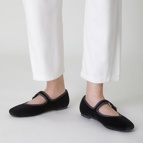 Trary Women's Flats,Mary Jane Shoes Women,Ballet Flats Shoes for Women， Black Flats for Women, Shoes for Women Dressy,Comfortable Dress Shoes for Women, Square Toe Ballet Shoes for Girls in Kuwait